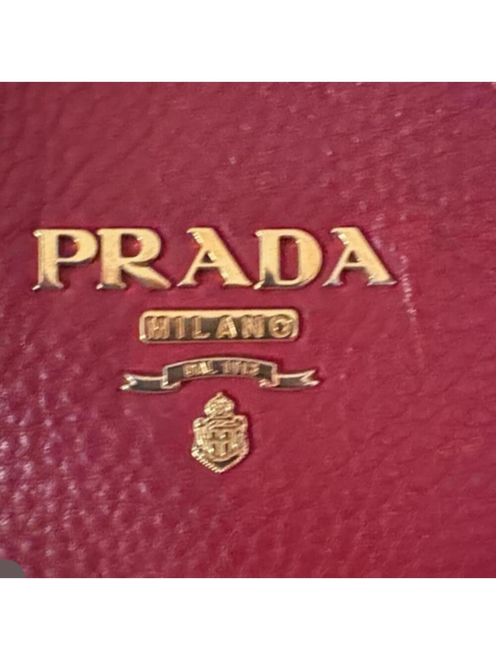 Prada Red Pebbled Leather Satchel Handbag - Picture 3 of 11